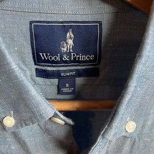 Wool & Prince Slim Fit Wool and Linen Blend Short Sleeve Button Down